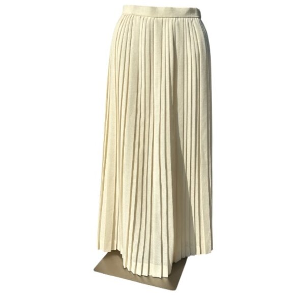 🇫🇷 Vintage Gerard Pasquier Cream Pleated Skirt Made in France Size US 8 EU 40 - Picture 1 of 10